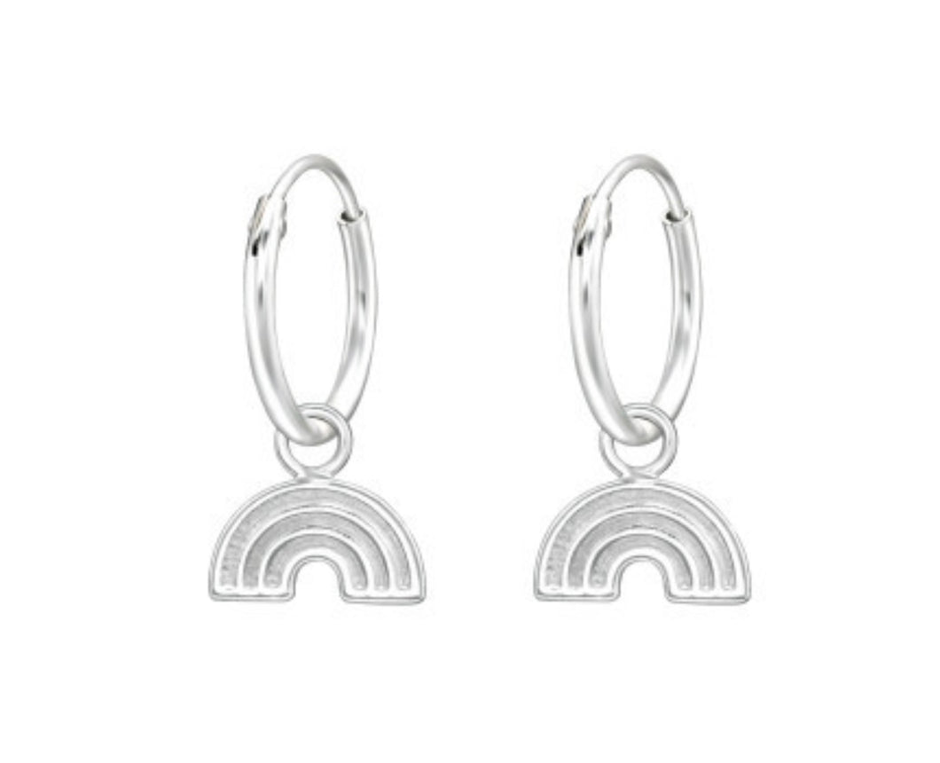 Rainbow Sterling Silver Sleeper Hoops