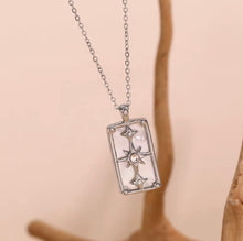 Load image into Gallery viewer, Celestial Star Rectangle Necklace – Gold or Silver Stainless Steel with Mother of Pearl
