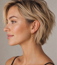 Load image into Gallery viewer, Snake Charm Huggie Earrings – Sterling Silver or Gold Plated Sterling Silver
