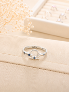 Libra Zodiac Ring – 925 Sterling Silver Blue CZ Zodiac Ring | Engraved Star Sign Ring | Astrology Jewellery Gift