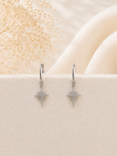 Load image into Gallery viewer, North Star Huggie Hoop Earrings – Sterling Silver &amp; Gold-Plated Styles, Crystal Star Charm
