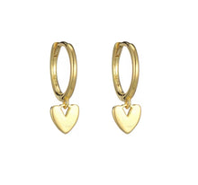 Load image into Gallery viewer, Heart Charm Huggie Earrings – Sterling Silver or Gold Plated Sterling Silver
