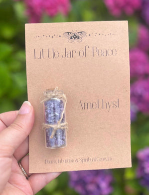 Little jar of crystals for peace amethyst