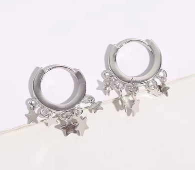 Sterling silver Star droplet confetti Huggie earrings