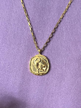 Load image into Gallery viewer, Aries zodiac medallion necklace
Gold plated stainless steel 
Waterproof and tarnish free jewellery
