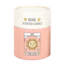 Load image into Gallery viewer, The Sun Vintage Tarot Rose Candle – Mystical Floral Scented Candle
