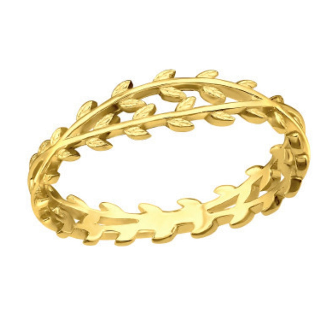 Laurel Leaf Ring Gold Plated Sterling Silver
