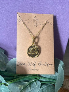 Libra Zodiac Blaze Pendant Necklace – Gold-Plated Stainless Steel, Waterproof, Tarnish-Resistant