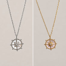 Load image into Gallery viewer, Celestial Star Compass Necklace – Gold or Silver Stainless Steel with Mother of Pearl Pendant
