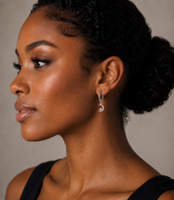 Load image into Gallery viewer, Celestial Moon &amp; Star Huggie Earrings – Sterling Silver or Gold Plated Sterling Silver

