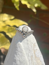 Load image into Gallery viewer, June birthstone ring – sterling silver rainbow moonstone with mermaid-inspired desig
