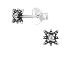 Load image into Gallery viewer, Tiny Starburst 925 Sterling Silver and Crystal Studs
