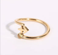 Sagittarius Dainty Gold Zodiac Ring, Adjustable Birthstone Astrology Jewellery