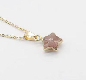 Strawberry quartz star necklace 