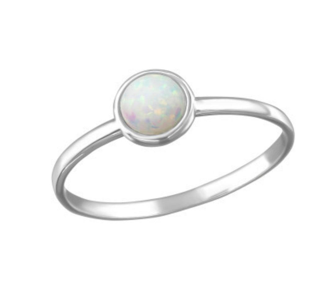Opal Circle Sterling Silver Ring