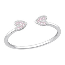 Load image into Gallery viewer, Sterling Silver Double Heart Ring with Cubic Zirconia
