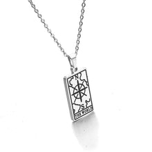 Load image into Gallery viewer, The World Tarot Pendant Necklace – Retro Mystic Card Jewellery (Gold or Silver)
