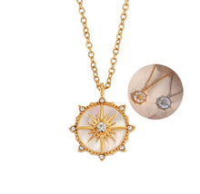 Load image into Gallery viewer, Celestial Star Compass Necklace – Gold or Silver Stainless Steel with Mother of Pearl Pendant
