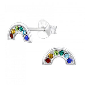 Crystal Rainbow Sterling Silver Stud Earrings