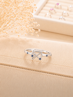 Sagittarius Zodiac Ring – 925 Sterling Silver Blue CZ Zodiac Ring | Engraved Star Sign Ring | Astrology Jewellery Gift