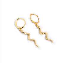 Load image into Gallery viewer, Snake Charm Huggie Earrings – Sterling Silver or Gold Plated Sterling Silver
