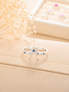 Pisces Zodiac Ring – 925 Sterling Silver Blue CZ Zodiac Ring | Engraved Star Sign Ring | Astrology Jewellery Gift