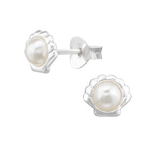 Load image into Gallery viewer, Sterling Silver Pearl Shell Stud Earrings – Recycled Sterling Silver

