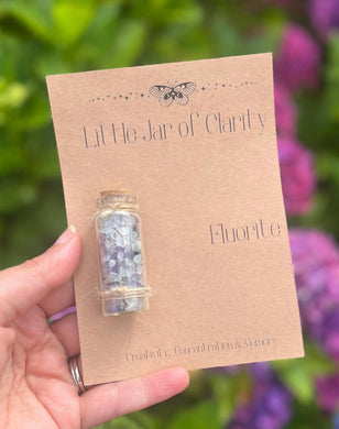 Little jar of crystals for clarity fluorite
