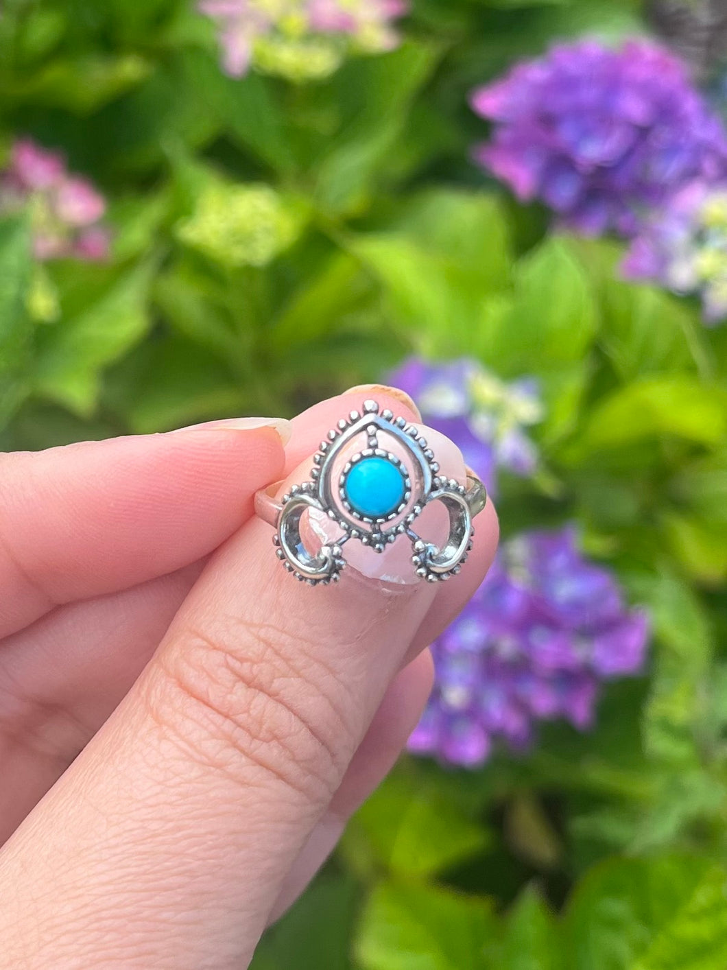 Turquoise Thai Crown Sterling Silver Ring