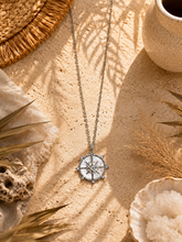 Load image into Gallery viewer, Celestial Star Compass Necklace – Gold or Silver Stainless Steel with Mother of Pearl Pendant

