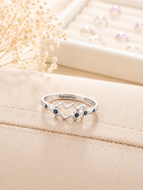 Aquarius Zodiac Ring – 925 Sterling Silver Blue CZ Zodiac Ring | Engraved Star Sign Ring | Astrology Jewellery Gift