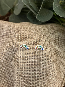 Crystal Rainbow Sterling Silver Stud Earrings