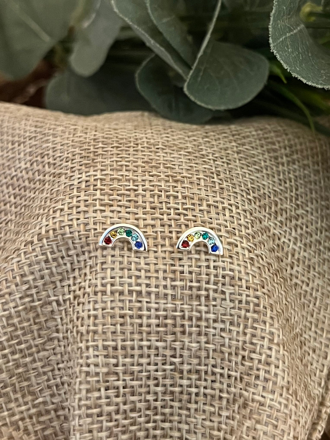 Crystal Rainbow Sterling Silver Stud Earrings