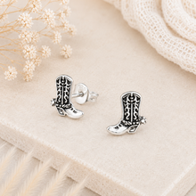 Load image into Gallery viewer, Sterling Silver Cowboy Boot Stud Earrings | 925 Silver Western Boot Earrings | Country Western Jewellery
