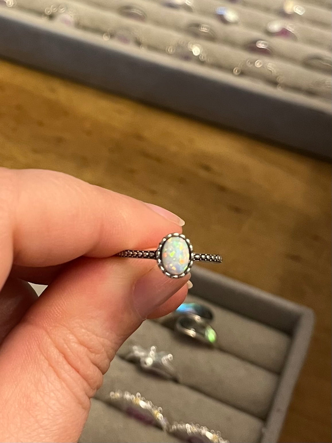 Oval Opal Sterling Silver Ring