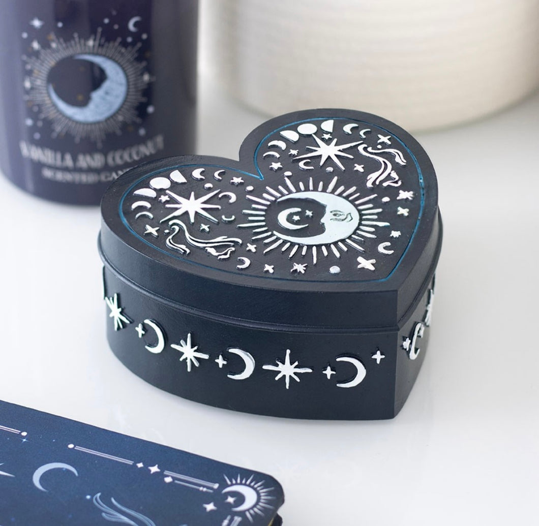 Blue Moon Heart Trinket Box – Celestial Resin Keepsake Box
