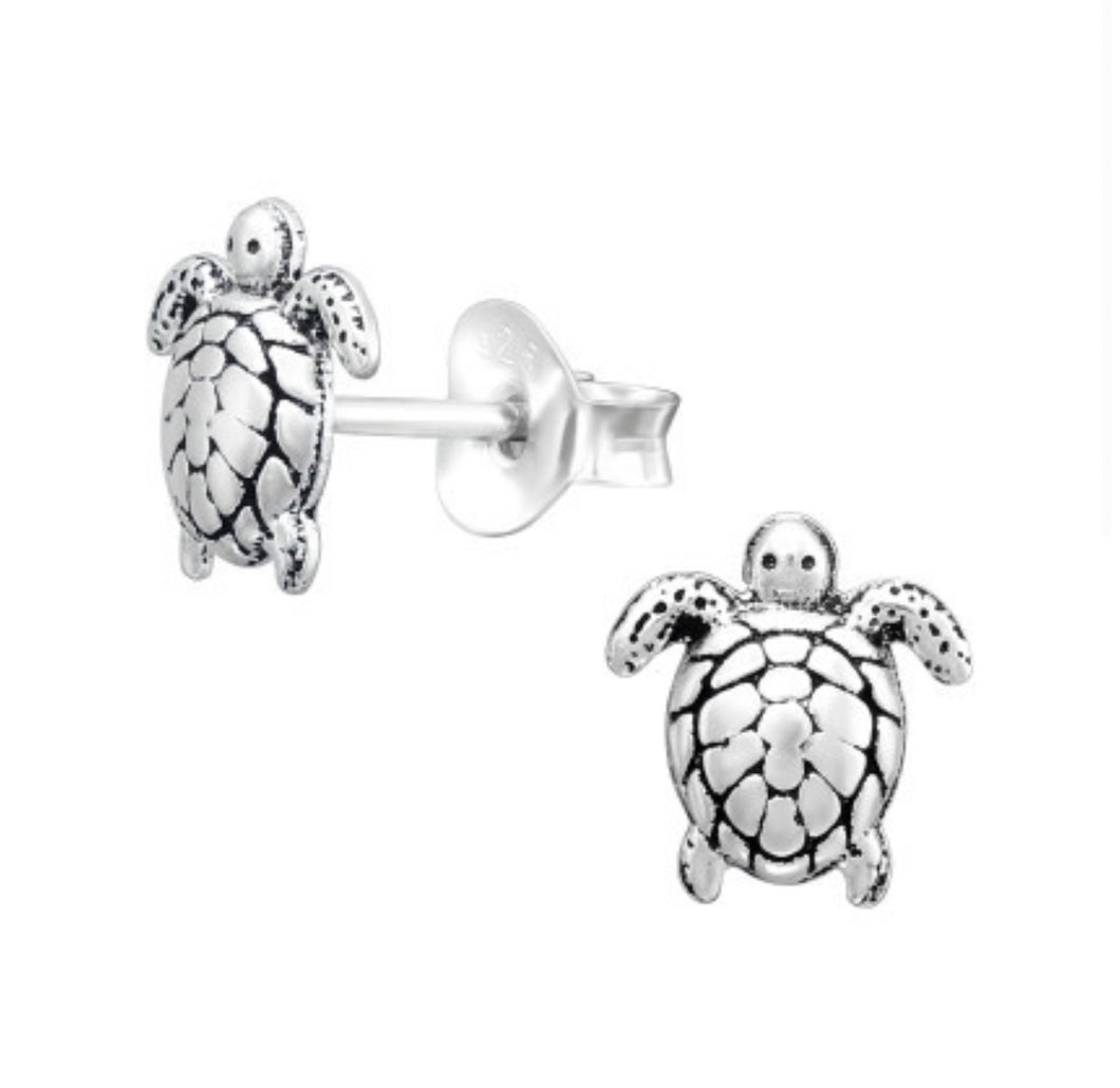 Turtle Sterling Silver Stud Earrings