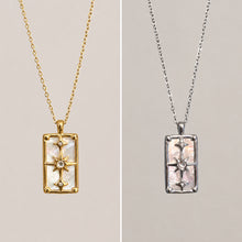 Load image into Gallery viewer, Celestial Star Rectangle Necklace – Gold or Silver Stainless Steel with Mother of Pearl

