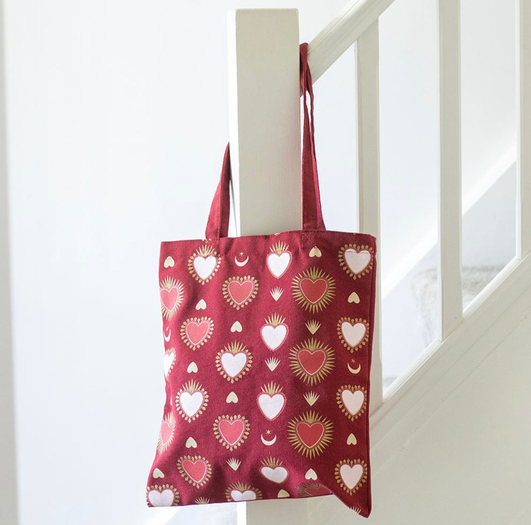 Sacred Heart Print Tote Bag – Reusable Polyester Shopper with Heart-Motif Design