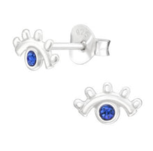 Load image into Gallery viewer, Blue Evil Eye Stud Earrings Sterling Silver
