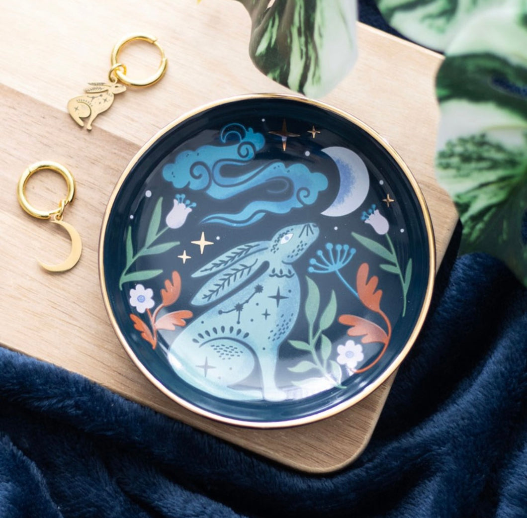 Midnight Hare Ceramic Trinket Dish