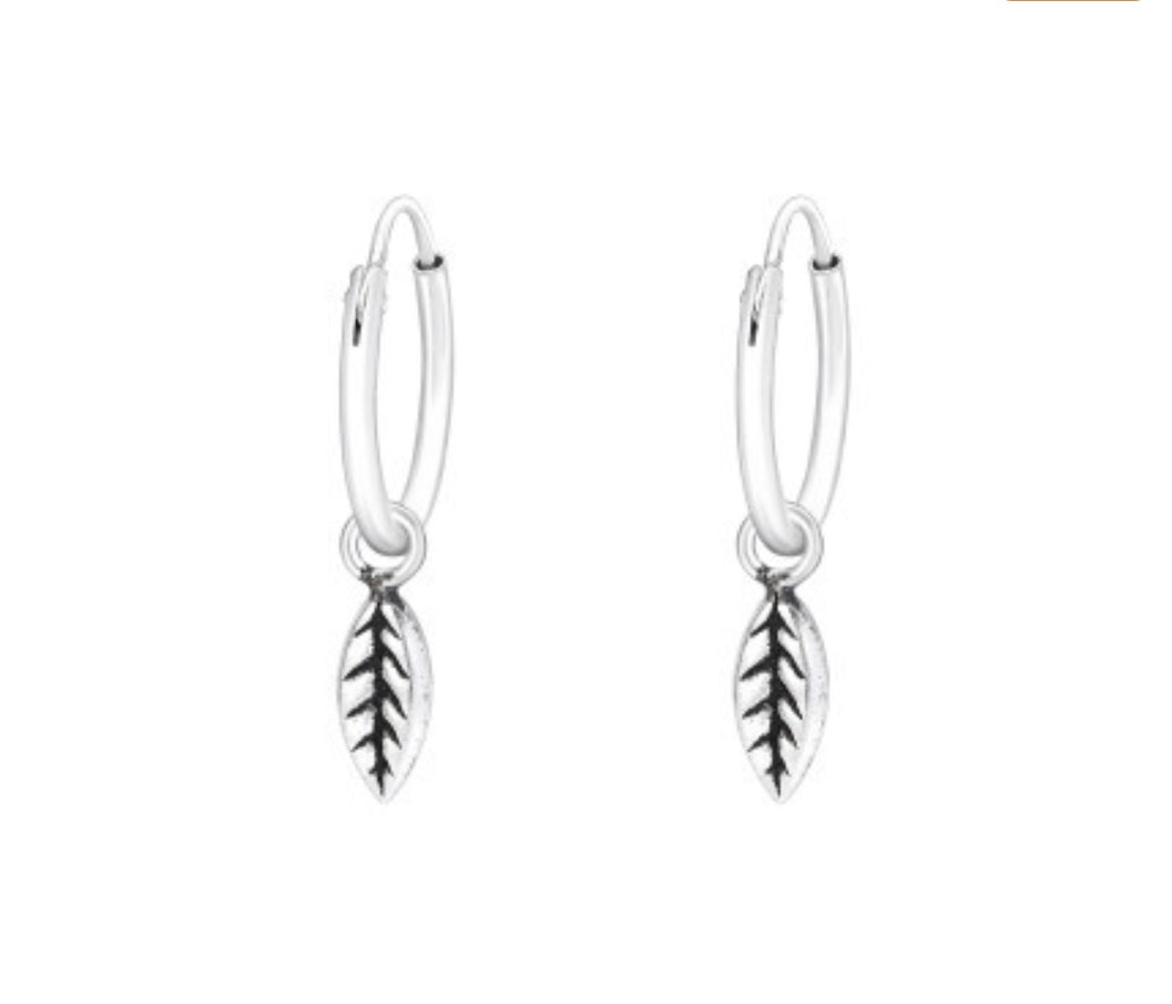 Leaf Sterling Silver Sleeper Hoopd