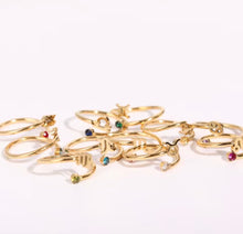 Load image into Gallery viewer, Libra Dainty Gold Zodiac Ring, Adjustable Birthstone Astrology Jewellery
