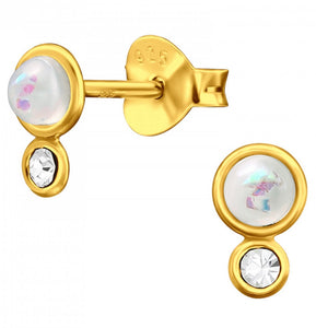 Geometric Stud Earrings Gold Plated Sterling Silver