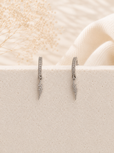 Load image into Gallery viewer, Crystal Lightning Bolt Huggie Hoop Earrings – Sterling Silver &amp; Gold-Plated
