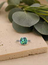 Load image into Gallery viewer, Sterling Silver and Abalone Large Square Ring
