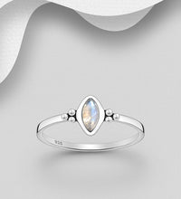 Load image into Gallery viewer, Rainbow Moonstone Oxidized Ring – 925 Sterling Silver | Vintage Moonstone Statement Ring
