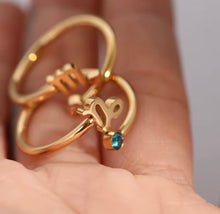 Load image into Gallery viewer, Libra Dainty Gold Zodiac Ring, Adjustable Birthstone Astrology Jewellery
