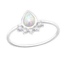 Load image into Gallery viewer, Pear drop Opal and Crystal Sterling Silver Ring
