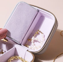 Load image into Gallery viewer, Grey with Gold Stars &amp; Lilac Travel Jewellery Case
